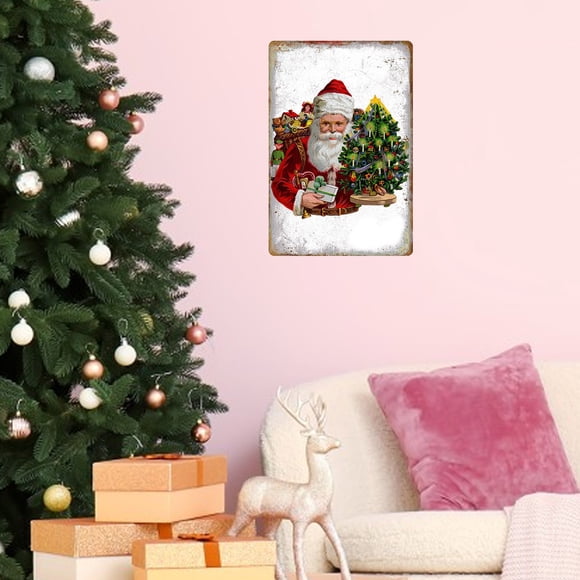 CEHVOM Christmas Decorations Indoor Outdoor,Christmas Tree Decorations,Christmas Ornaments Bulk For Tree,12x8 Inch Christmas Metal Sign Decoration Painting Can Decorate Interior Walls and Doors