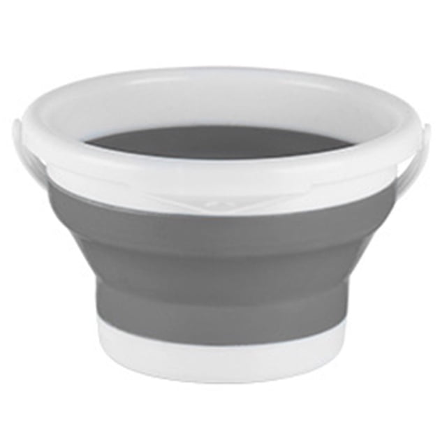 Large Capacity Foldable Sand Buckets Household Leakproof Buckets Excellent for Gardening House Cleaning Gray 10L