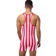 thumbnail image 2 of XUNZOO Costume pour Homme Fort, Combinaison Débardeur de Lutte à Rayures, Body de Cirque, Costume Musculaire pour Rouge&Blanc 3TG, 2 of 7