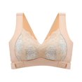 thumbnail image 1 of CHUANK Women‘s Front Closure Posture Wireless Back Support Lace Full Coverage Bra Sky Blue 4XL, 1 of 7