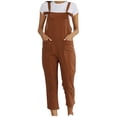 thumbnail image 2 of Prix Réduit, Combishort d'Été Décontractée Unie pour Femme avec Poches, Combinaison Longue à Bretelles et Boutons, Matière Confortable et Extensible, Tenue Décontractée Polyvalente, Robe Facile, Tenue de Tous les Jours Cool et Décontractée, 2 of 8