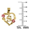 thumbnail image 2 of 14k Two-tone Gold Flower and Heart-shaped Initial 'S' Pendant with 1.2mm Rolo chain, 2 of 4