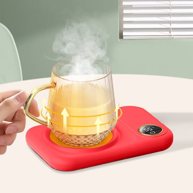 Clearance & Promo,Winter Heating Cup Mat, Three-Speed Temperature Adjustment, Constant Temperature, Automatic Power Off, 8-Hour Warm Cup Mat, | Plastic, Red-559 $BS$3