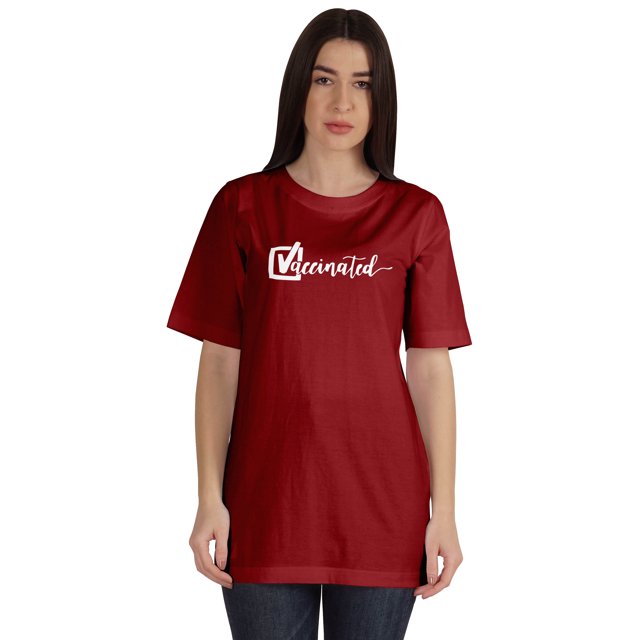 Inkmeso Vaccinated Funny Pro-Vaccine Crew Neck T-shirt For Womens