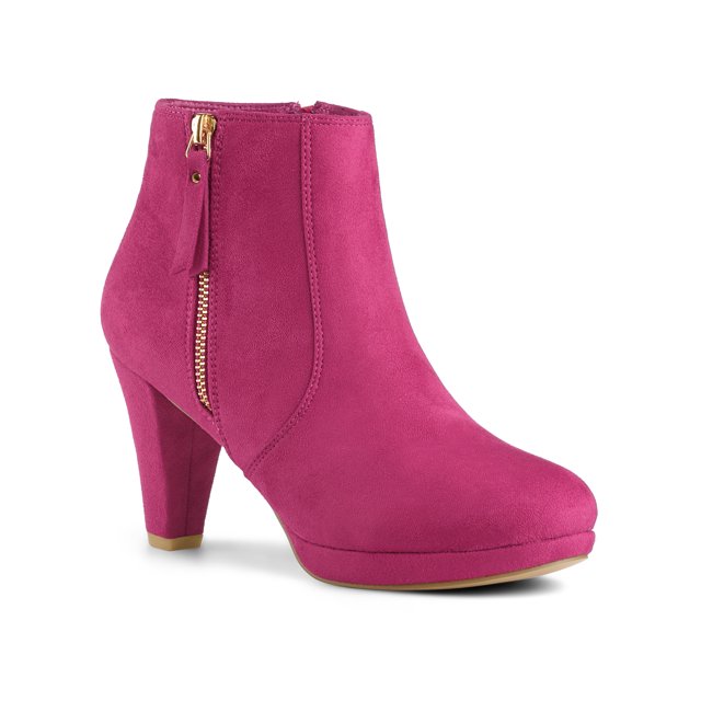 Unique Bargains Women's Side Zip Low Platform Block Heel Ankle Booties