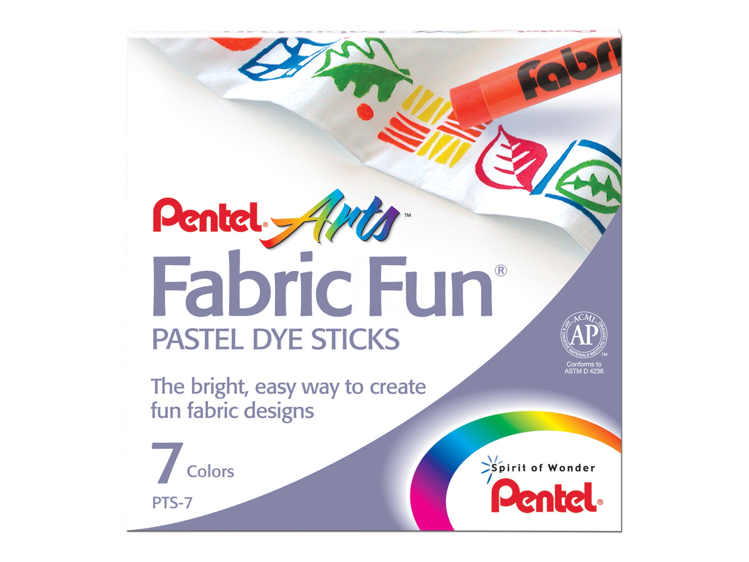 Pentel Craies de Cire pour Tissus Arts Fabric Fun, Couleurs Assorties (7 Unités)