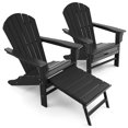 thumbnail image 2 of Costway 2 Pcs Chaise Adirondack d'Extérieur en HDPE pour Patio, Siège de Plage, Ottoman Rétractable, Noir, 2 of 9