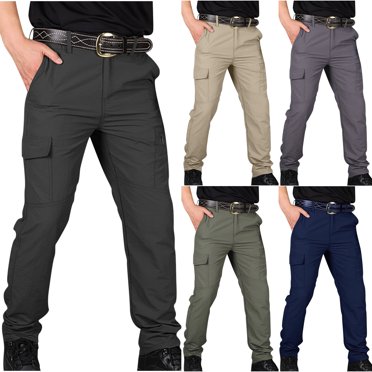 Lovzfmll Men's Work Pants, Quick-Dry Outdoor Trousers with Elastic Waist & Multi-Pockets, Waterproof Hiking Pants, Mountain Climbing Utility Relaxed Fit