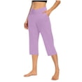 thumbnail image 2 of Plebaso Pantalons Capri pour Femmes Taille Haute Croisée Pantalons de Yoga Décontractés Raccourcis avec Poches, 2 of 7