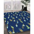 thumbnail image 3 of Ahgly Tapis Rond Lavable en Machine Intérieur Transitionnel Bleu Acier, 6 Pieds Rond, 3 of 7