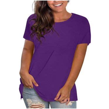 Dvprdro Summer Tops for Women Casual Solid V Neck Short Sleeve Tunic Blouse Tee Shirts Loose Plus Size Pullover Tops