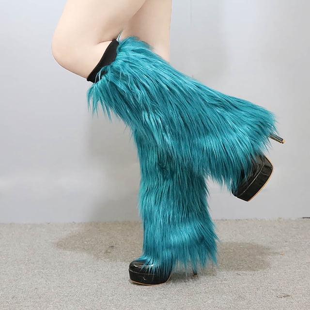 Autumn and Winter Plush Socks Long Boots Warm Stage Performance High Leg Guards Female