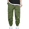 thumbnail image 1 of Diufon Pantalon Cargo Large pour Hommes Taille Élastique Décontractée avec Cordon de Serrage pour Randonnée en Plein Air avec Poches, 1 of 4