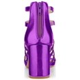 thumbnail image 2 of BLISSFUL STEP Women's Shoes Strappy Roman Block Heel Sandals Purple 9, 2 of 7