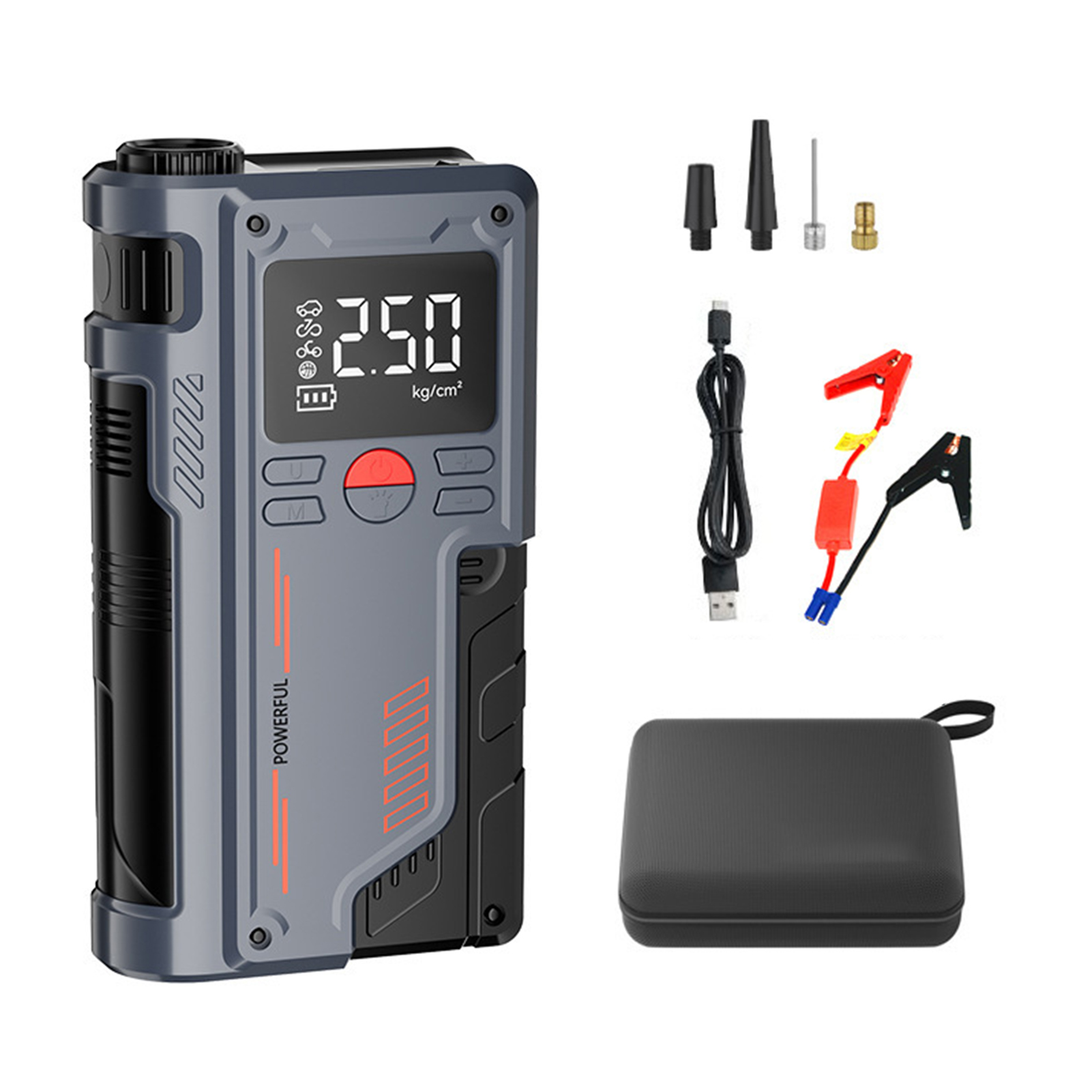 Riwcyla 14.8V Tire Inflator Car Emergency Jump Starter 1000A Peak 10000mAh Air Pump Battery Booster Device to 4.0L Gas/2.5L Diesel Engines Portable Bank with Storage Bag