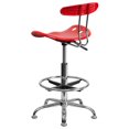 thumbnail image 2 of Vibrant Red and Chrome Drafting Stool with Tractor Seat, 2 of 8