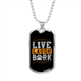 thumbnail image 1 of Live Laugh Bark Paw Necklace Stainless Steel or 18k Gold Dog Tag 24" Chain, 1 of 8