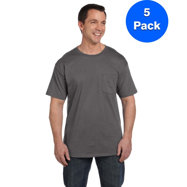 Hanes Men's Beefy-T with Pocket - 5190P (Pack Of 5)