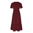 thumbnail image 3 of Robe d'Été pour Femmes 2024 Mode Grande Taille Décontractée à Manches Courtes Col Ras du Cou Robe Décontractée Fluide à Volants Maxi Robe de Plage avec Poches Rabais de 50 % Liquidation!, 3 of 5