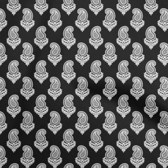 oneOone Georgette Viscose Black Fabric Block Dress Material Fabric Print Fabric By The Yard 42 Inch Wide