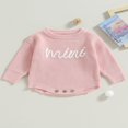 thumbnail image 2 of Nouveau-né Bébé Garçons Filles Pull Rompers Lettre Col Rond Manches Longues Tricot Combinaisons Vêtements Automne Bodysuits, 2 of 7