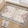 thumbnail image 3 of 2x3 Washable Vintage Floral Area Rug - Distressed Small Entryway Rug Doormat Bohemian Faux Wool Non-Slip Low-Pile Floor Carpet for Indoor Front Entrance Kitchen Bathroom-Multi, 3 of 8