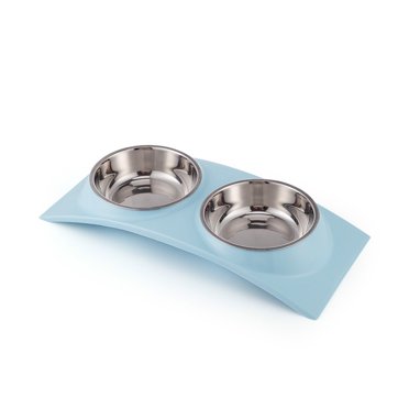 Bols Doubles en Acier Inoxydable pour Nourriture et Eau pour Chats, Mangeoire pour Animaux à Double Usage