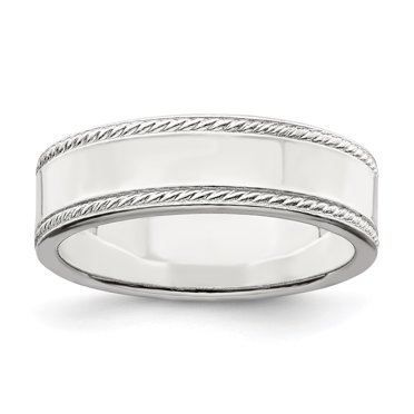 925 Sterling Silver 6mm Design Edge Size 9 Band Ring