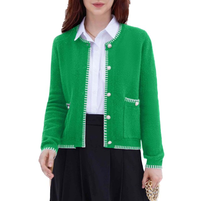 BeautyIn Cardigans pour Femmes Pull Tricoté Boutonné Manteau Polyvalent d'Hiver
