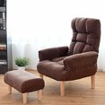 thumbnail image 3 of Gymax Adjustable Sofa Chair Sponge Filled Lounge Armchair With Footstool Ottoman Armrest Brown, 3 of 10
