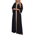 thumbnail image 1 of Robe Abaya Musulmane Femme, Caftan à Col en V, Robe de Prière Islamique, Robe Brodée Effet Bronzage, Robe Longue de Soirée pour les Fêtes, 1 of 6