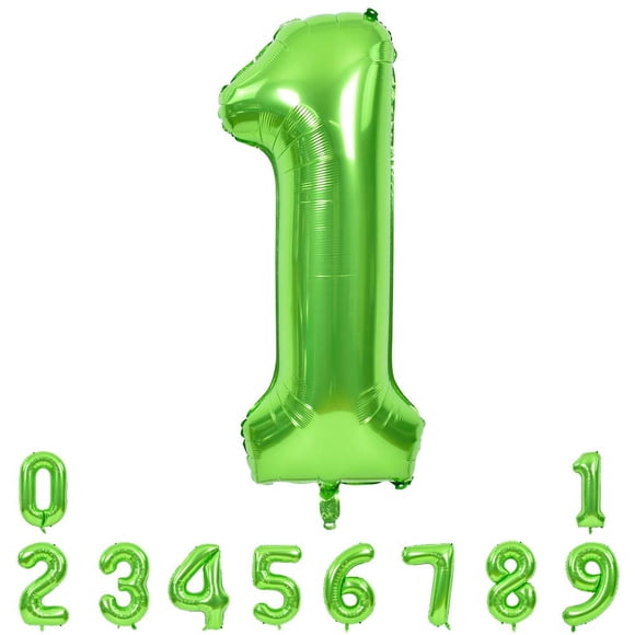 TONIFUL 40 Inch Large Green Numbers Balloons 0-9, Number 1 Digital 1 Helium Balloons, Foil Mylar Big Number Balloons for Birthday Party Anniversary Supplies Decorations