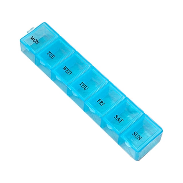 Weekly Waterproof Pill Organizer Portable Travel Prescription Medication Pill Case Storage Organizer Container for Pills Tablets Vitamins Capsules (Random Color)