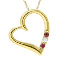 thumbnail image 1 of 3-Stone Heart Ruby Pendant 14K Yellow Gold, 1 of 1
