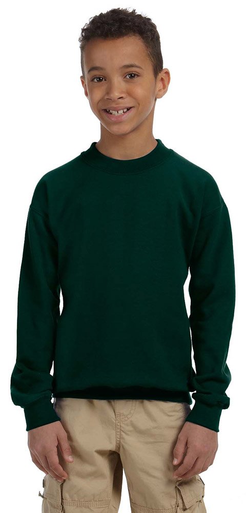 Gildan Youth 7.75 oz. Heavy Blend 50/50 Fleece Crew>XS FOREST GREEN
