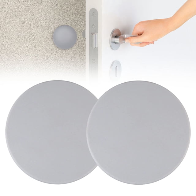 2 Pcs Butée de Porte Ronde Adhésive en Silicone, Protecteur Mural pour Poignée, 5 cm Gris