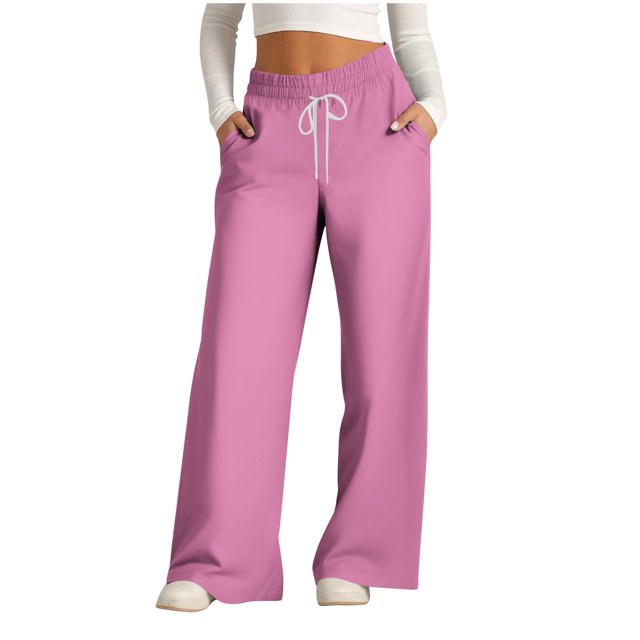 Pants for Women, Womens Fashionable Striped Printed Drawstring Wide Leg Pants
