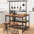 thumbnail image 1 of GloryStar 42" Kitchen Island with Power Outlets - Mobile Bakers Rack with 3 Shelves, Microwave Stand & 5 Hooks, 400lb Capacity (Brown), 1 of 8
