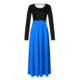 thumbnail image 5 of Robes d'Automne pour Femmes Robe Maxi pour Femmes Unie à Manches Longues à Col Rond Chandail Robe Patchwork Robe avec Poches pour Femmes P-77 Bleu Ciel P, 5 of 5