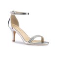 thumbnail image 1 of BLISSFUL STEP Women's Solid Color Open Toe Rhines Ankle Strap Stiletto Sandals Silver 6, 1 of 8