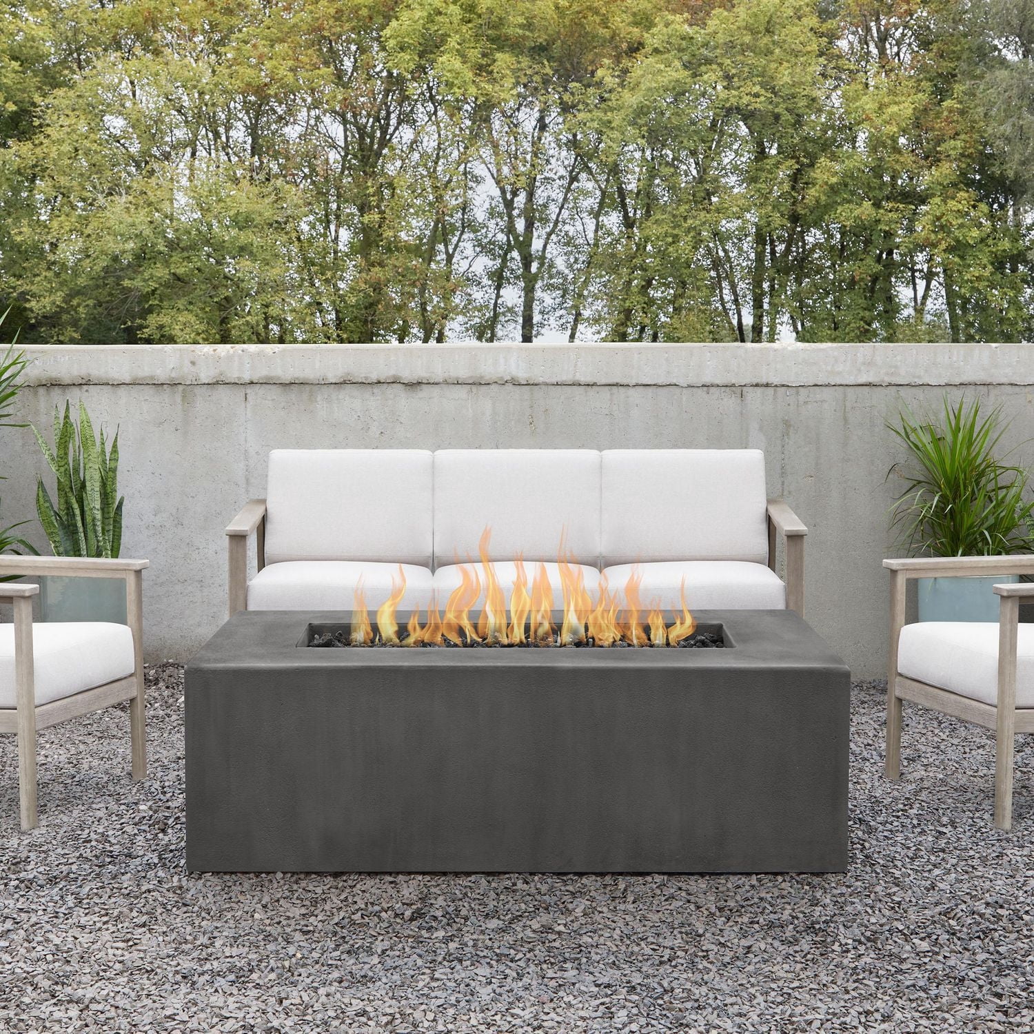 Real Flame Estes 40" Square Concrete Natural Gas Fire Pit Carbon by Jensen Co.