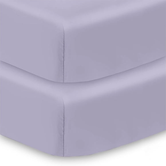 BreathableBaby Cotton Percale Fitted Sheet, For 52" x 28"/132 x 71 cm Crib & Toddler Bed Mattress (2-Pack)