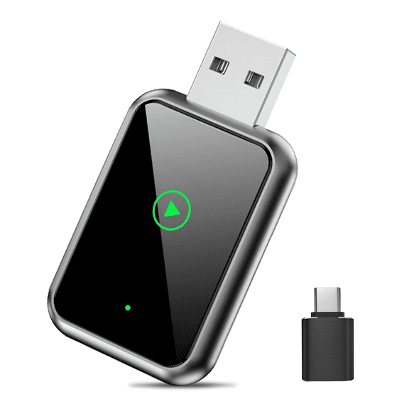 Adaptateur Sans Fil CarPlay pour iPhone, Convertit le Filaire en Adaptateur CarPlay Sans Fil, Clé Dongle CarPlay pour Apple Wired CarPlay Cars et pour iPhone 6 iOS 10+, USB et Type-C, pour Cadeaux, Noir