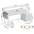 thumbnail image 2 of GUNAITO 60 Inch Gaming Desk with 5 Fabric Drawers and Storage Shelves, Computer Desk with LED Lights and Charging Station, White Carbon Fiber, 2 of 9