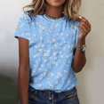 thumbnail image 2 of Pisexur Hauts d'Été pour Femmes, Blouses Habillées Décontractées pour Femmes Hauts à la Mode Chandail Décontracté Imprimé Manches Courtes Col Rond, Grandes Tailles pour Femmes Multicolore, 3TG, 2 of 4