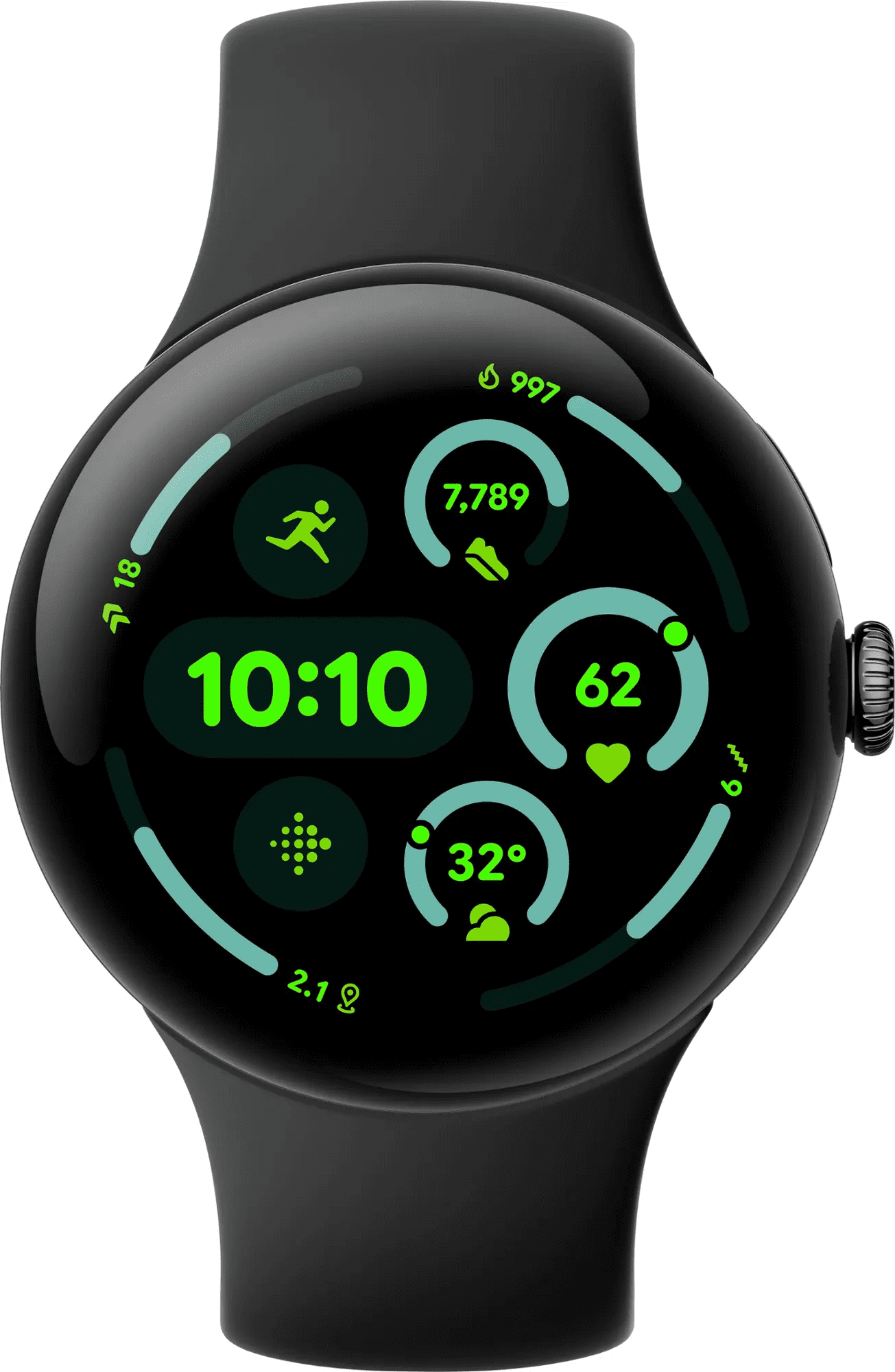 Refurbished Google GA05785-US Pixel Watch 3 (45mm) Smartwatch with Obsidian Band, Matte Black