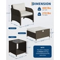 thumbnail image 3 of Gaderth Patio Furniture Set, 5 Piece PE Rattan Wicker Outdoor Conversation Set With Ottomans And Tempered Glass Tabletop, All Weather Balcony Garden Seating Set With Washable Cushions, 3 of 7