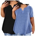 thumbnail image 1 of tarylea 2PC Womens Plus Size Short Sleeve Shirts Solid Color T Shirts Round Neck Plain Basic Tees, 1 of 3