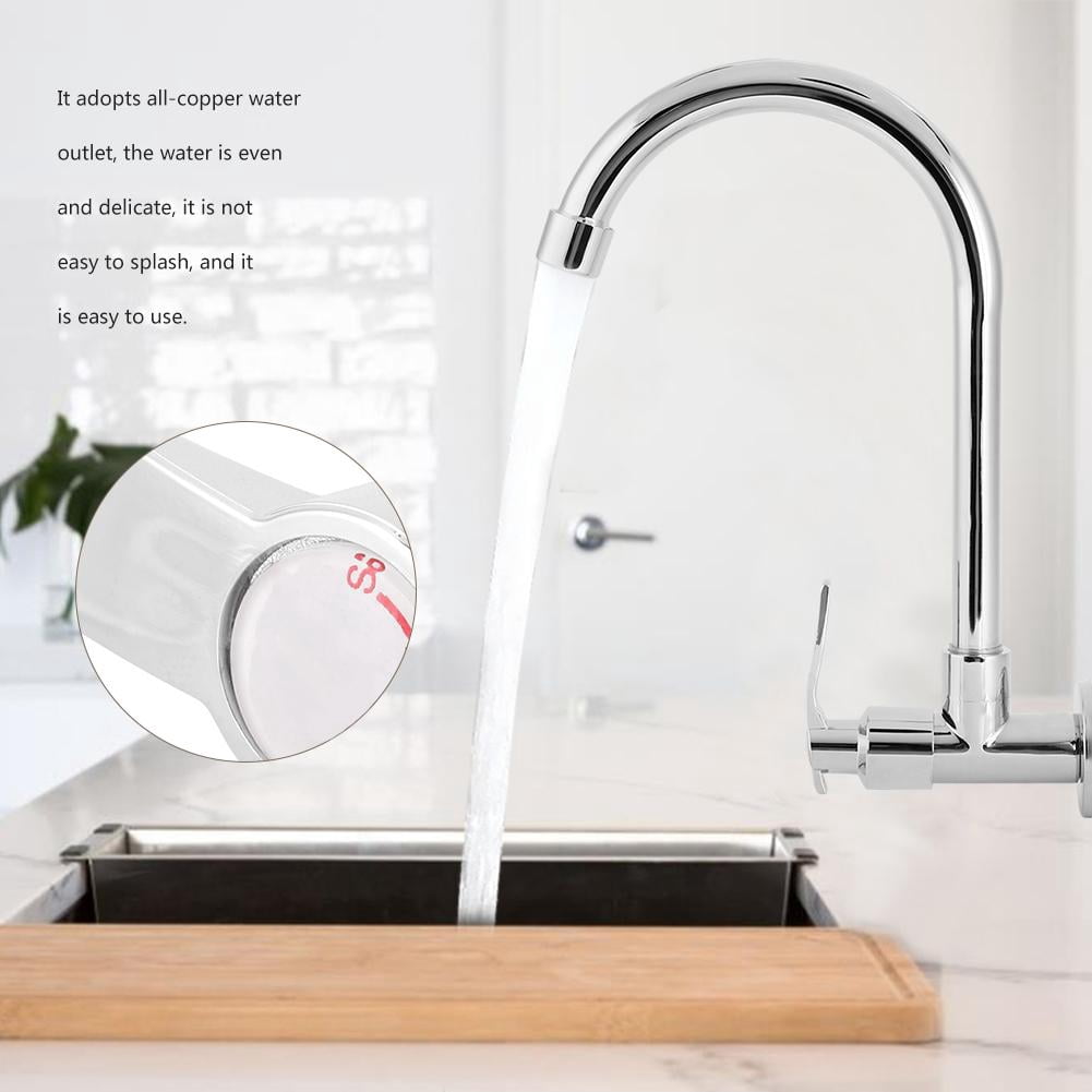 Qiilu Household Kitchen Faucet Single Cold Wall-Mounted Faucet Tap G1/2in (Without Hose),Kitchen Faucet