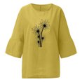 thumbnail image 4 of Chandails de Maternité Femme Été Aguichant Imprimé Régulier à Boutons Col Rond Manches Courtes Haut Femme Manches Courtes Hauts Manches 3/4 pour Femme Été en Liquidation, 4 of 5